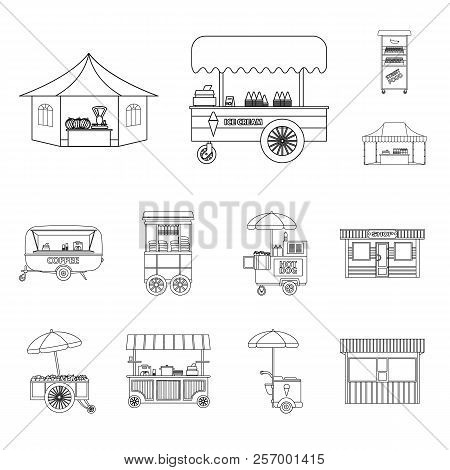 Vector Design Of Market And Exterior Symbol. Set Of Market And Food Vector Icon For Stock.