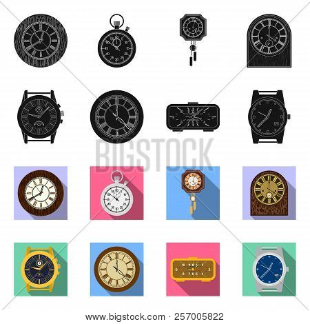 Vector Illustration Of Clock And Time Symbol. Collection Of Clock And Circle Vector Icon For Stock.