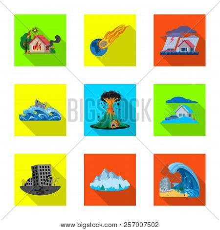 Vector Design Of Natural And Disaster Logo. Set Of Natural And Risk Vector Icon For Stock.