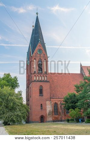 Frankfurt Oder, Germany - August 19, 2018: Tower Of Church Of Peace In Frankfurt (oder).