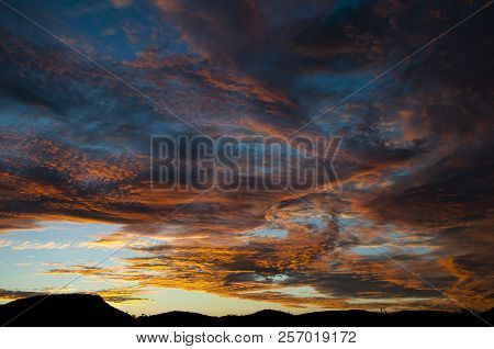 Colorful Cirrostratus Sunset In The Australian Outback