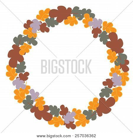 Autumn Forest Leaves Round Wreath Vector Pattern
