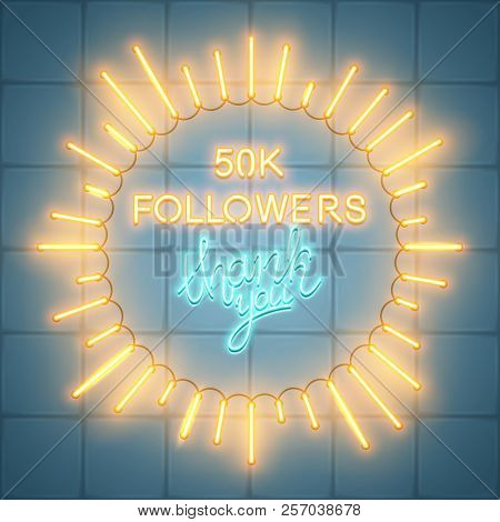 50K Followers, Social Media Banner, Congratulation, Celebration, Vector Illustration