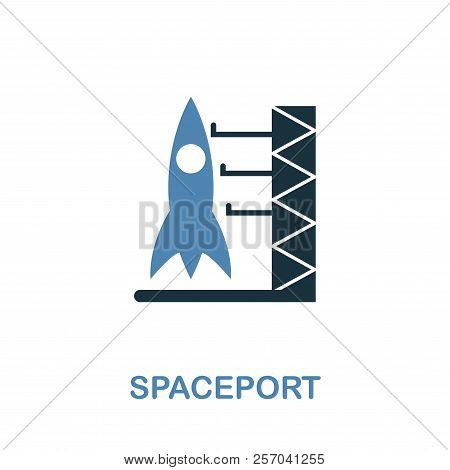 Spaceport Icon In 2 Color Design. Pixel Perfect Simple Pictogram Spaceport Icon From Space Icon Coll