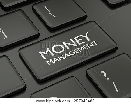 3D Render Of Computer Keyboard With Money Management Button