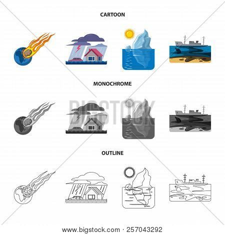 Vector Design Of Natural And Disaster Symbol. Collection Of Natural And Risk Vector Icon For Stock.