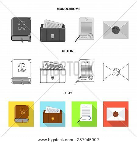 Vector Design Of Law And Lawyer Symbol. Collection Of Law And Justice Vector Icon For Stock.