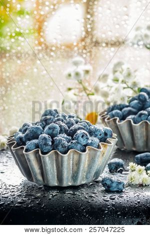 Summer Honeysuckle Berries In Metal Forms For Baking