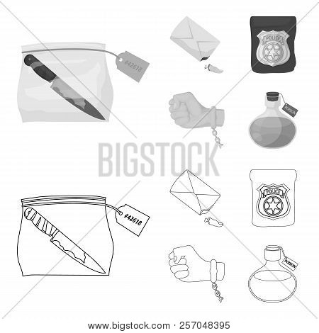 The Detective S Badge, The Handcuff On The Criminal S Hand, The Stump Of The Finger In The Bag, The 