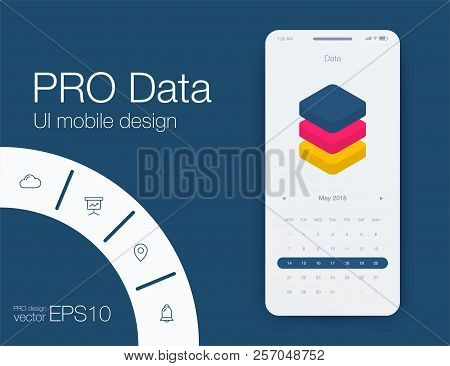 Weather Ui. Material Design. Stock Vector Illustration
