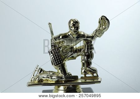 A Cup For The Best Hockey Goalman On Some Special Tournament In The Season. White Background