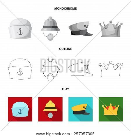 Vector Illustration Of Headwear And Cap Icon. Collection Of Headwear And Accessory Stock Vector Illu