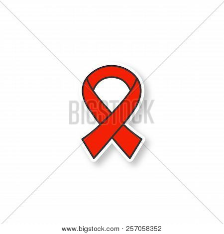 Anti Hiv Ribbon Patch. World Aids Day Color Sticker. Fighting Against Aids. Vector Isolated Illustra