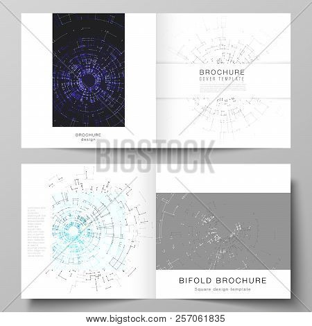 The Vector Layout Of Two Cover Templates For Square Design Bifold Brochure, Magazine, Flyer, Booklet