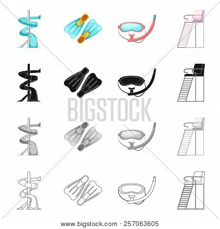 Vector Illustration Of Pool And Swimming Sign. Collection Of Pool And Activity Vector Icon For Stock