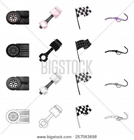 Vector Illustration Of Car And Rally Symbol. Collection Of Car And Race Stock Symbol For Web.