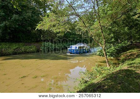 Straznice, Czech Republic - September 02, 2018: Baťa Canal Is A Navigable Canal On The Morava River 