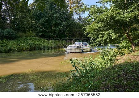 Straznice, Czech Republic - September 02, 2018:baťa Canal Is A Navigable Canal On The Morava River I
