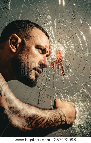 Men In A Fight. Man With Muscular Body Punching. Men Fashion Brutal Models. Handsome Brutal Man On G