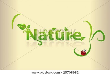 Doğa Word'le yapraklar ve ladybugs