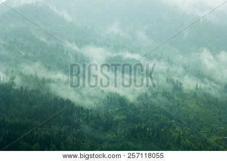 Clouds And Fog In The Mountains Hill Slope