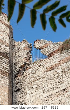 Ruins Of The Walls Of Constantinople. The Walls Surrounded The Old City On All Sides, Protecting It 