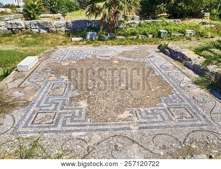 Mosaic Remnants Of The Insulae At Ancient Agora Of Kos. South Aegean Region, Greece.