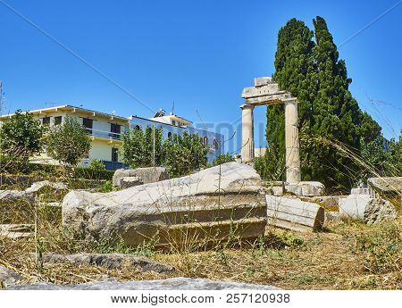 Remnants Of The Ancient Agora Of Kos. South Aegean Region, Greece.