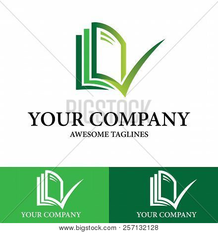 Check File Book Logo Design Template. Flat Style Design. Vector Illustration