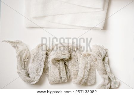 Pure White Bandage Opposite Dirty. The Concept Of Opposites In Business, Comparison Concept.