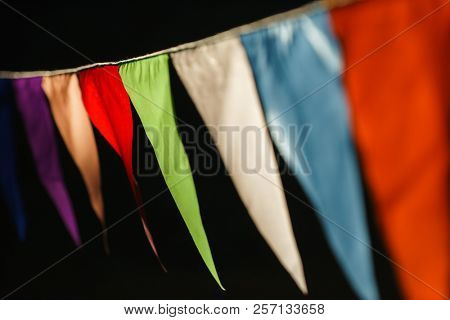 Carnival Garland with Flags, Decorative Party Pennants for Birthday Celebration, Festival and Fair Decoration, Hanging Flags, Bunting Flags ,Triangle Fabrics Hanging on the Rope, Bunting Background 