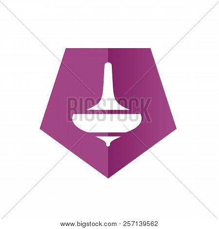 Spin Top, Asian Traditional Toys Icon, Combined With Puple Pentagon