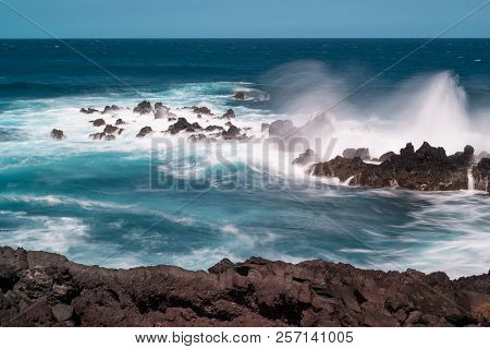 Waves Crashing On Rocks Along The North Maui Coast