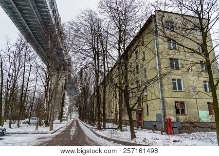 Saint Petersburg, Russia - January 12, 2018: Western High-speed Diameter Over The Houses On Kanoners
