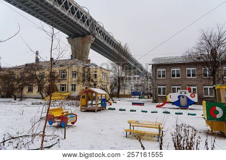 Saint Petersburg, Russia - January 12, 2018: Western High-speed Diameter Over The The Building Of Ki