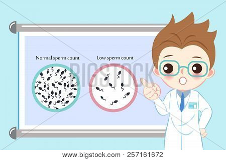 Doctor With Sperm Count Concept On The Blue Background
