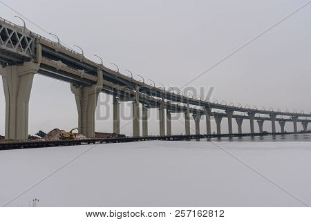 Western High-speed Diameter From Kanonersky Island In Winter. Saint Petersburg. Russia,