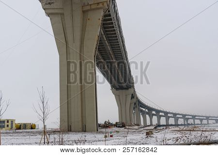 Western High-speed Diameter From Kanonersky Island In Winter. Saint Petersburg. Russia,