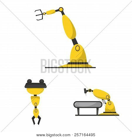 Vector Illustration Of Robot And Factory Symbol. Set Of Robot And Space Stock Vector Illustration.