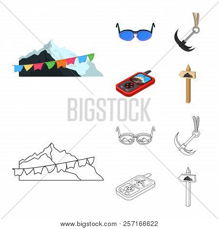 Vector Illustration Of Alpinism And Peak Icon. Set Of Alpinism And Camp Stock Vector Illustration.