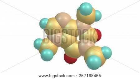 Molecular Structure Of Caffeine Isolated On White