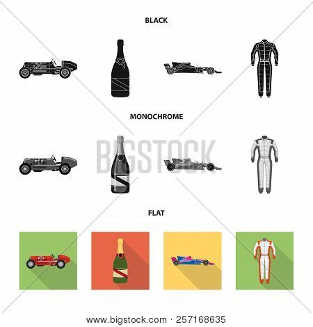 Vector Design Of Car And Rally Sign. Set Of Car And Race Stock Vector Illustration.