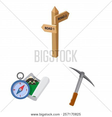 Isolated Object Of Alpinism And Peak Logo. Set Of Alpinism And Camp Stock Vector Illustration.