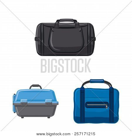 Vector Illustration Of Suitcase And Baggage Sign. Set Of Suitcase And Journey Vector Icon For Stock.