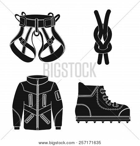Vector Illustration Of Alpinism And Peak Symbol. Collection Of Alpinism And Camp Stock Symbol For We