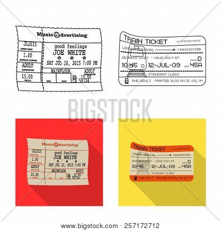 Vector Illustration Of Ticket And Admission Logo. Set Of Ticket And Event Vector Icon For Stock.