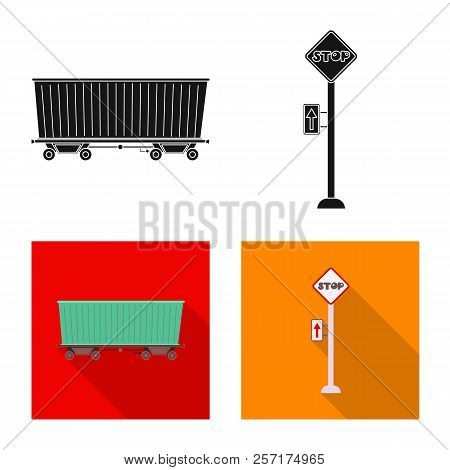 Vector Illustration Of Train And Station Icon. Set Of Train And Ticket Stock Vector Illustration.