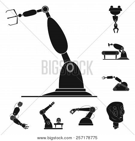 Vector Design Of Robot And Factory Sign. Set Of Robot And Space Vector Icon For Stock.