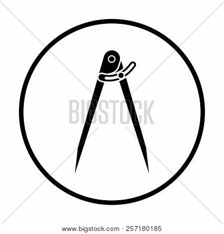Compasses  Icon. Thin Circle Design. Vector Illustration.