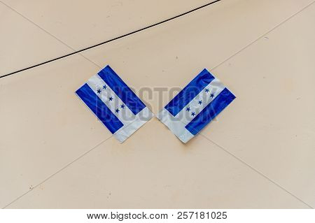 Copan Town, Copan, Honduras. February 2018. A Typical View Of Honduran Plastic Flags In Copan Town I